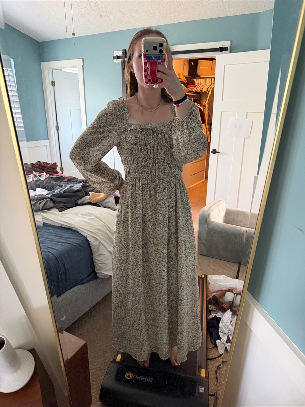 bohme Cream Floral Smocked Maxi Dress